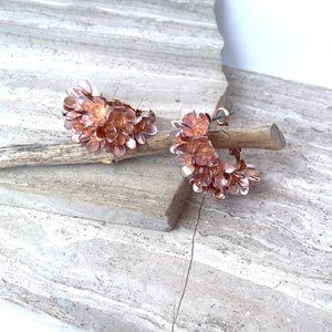 NEW~ Anthropologie Champagne Flower Cluster Hoop Earrings